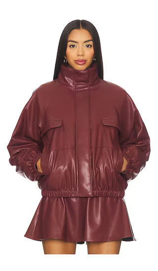 Jordan Faux Leather Jacket in Oxblood | Revolve Clothing (Global)
