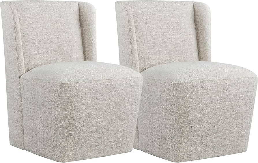 Dining Chairs with Casters No Assembly Upholstered Wingback Single Sofa Armless Deskchair for Bed... | Amazon (US)