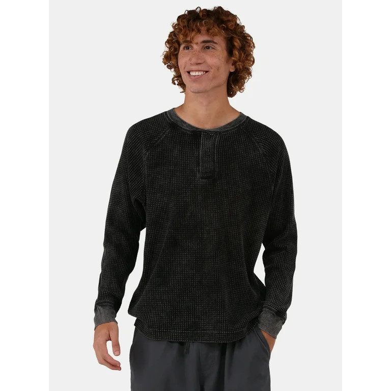 No Boundaries Thermal Henley Shirt with Long Sleeves, Men's and Big Men's | Walmart (US)