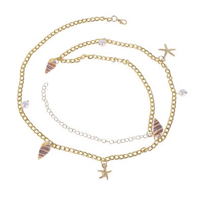 Unique Bargains Bohemian Beach Shell Adjustable Waist Belt Gold Tone 1 Pc | Target