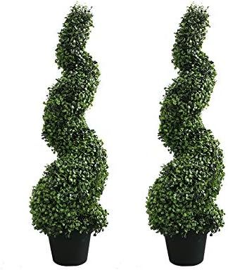 Armada Topiary Trees Artificial Faux Fakes Spiral Plant Green Cedar Tree Boxwood Topirary Plants ... | Amazon (US)