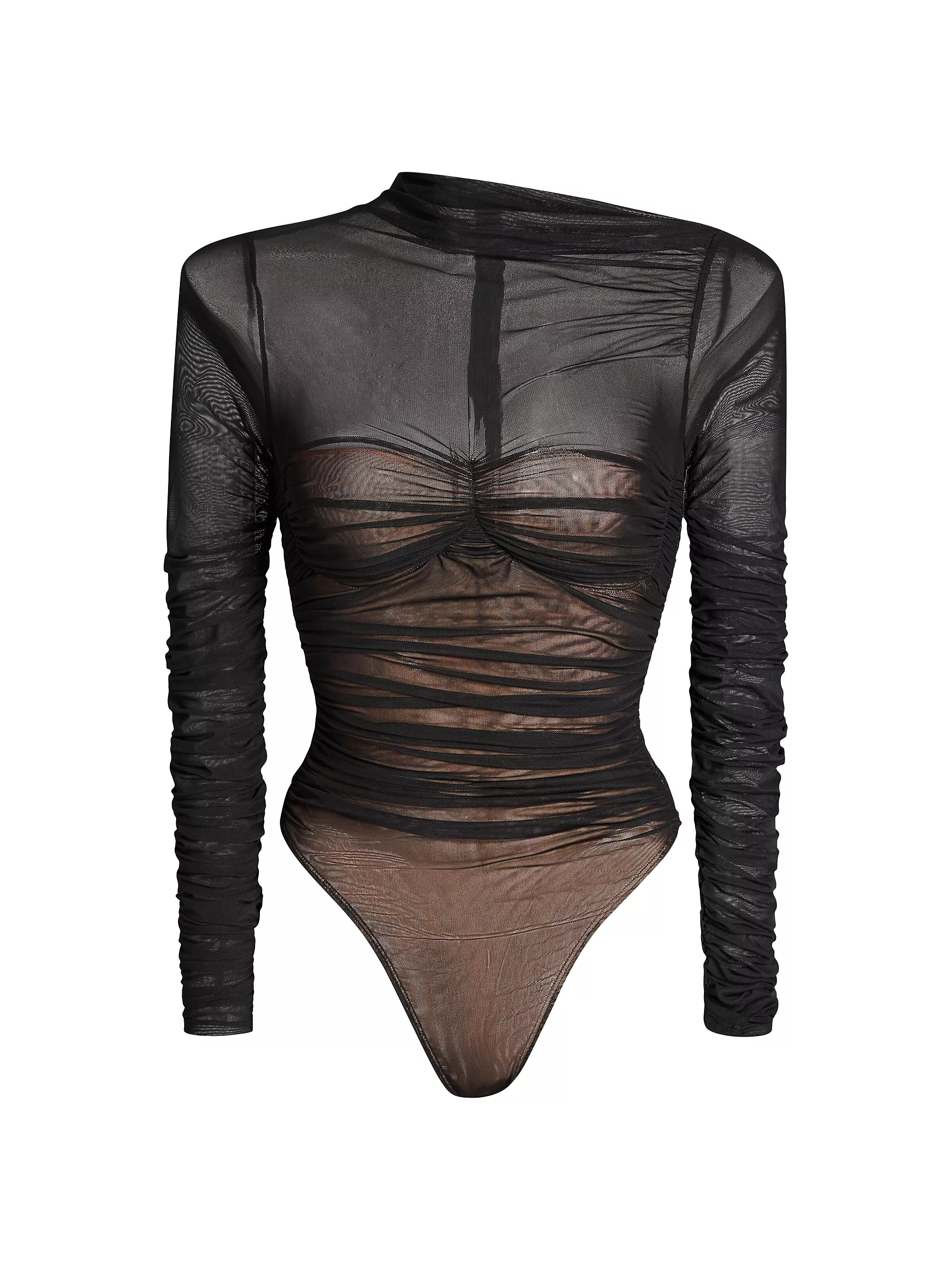 Ser.o.yaMila Ruched Bodysuit with Asymetric Neck | Saks Fifth Avenue