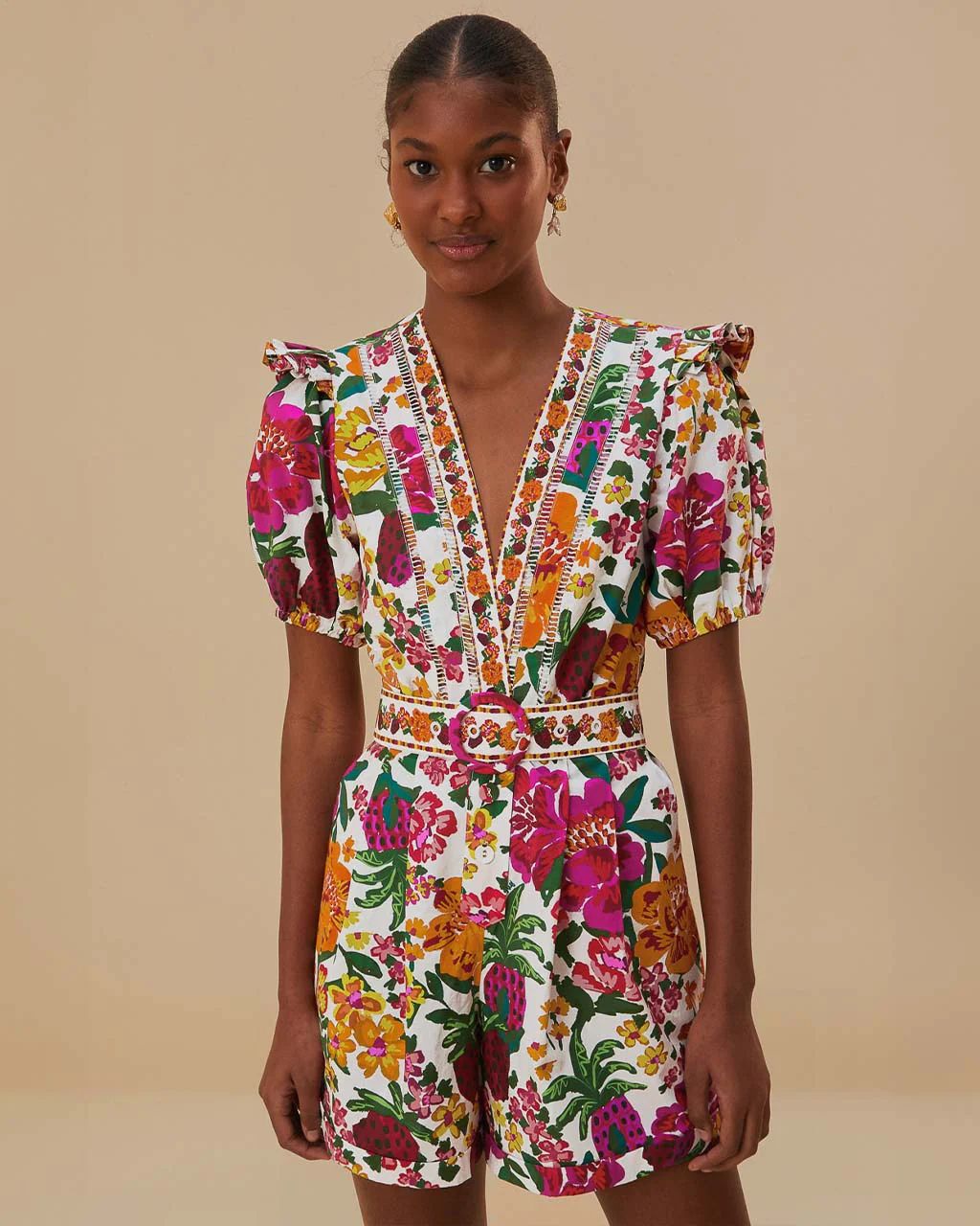 Off-White Flowerful Sketch Romper | ban.do