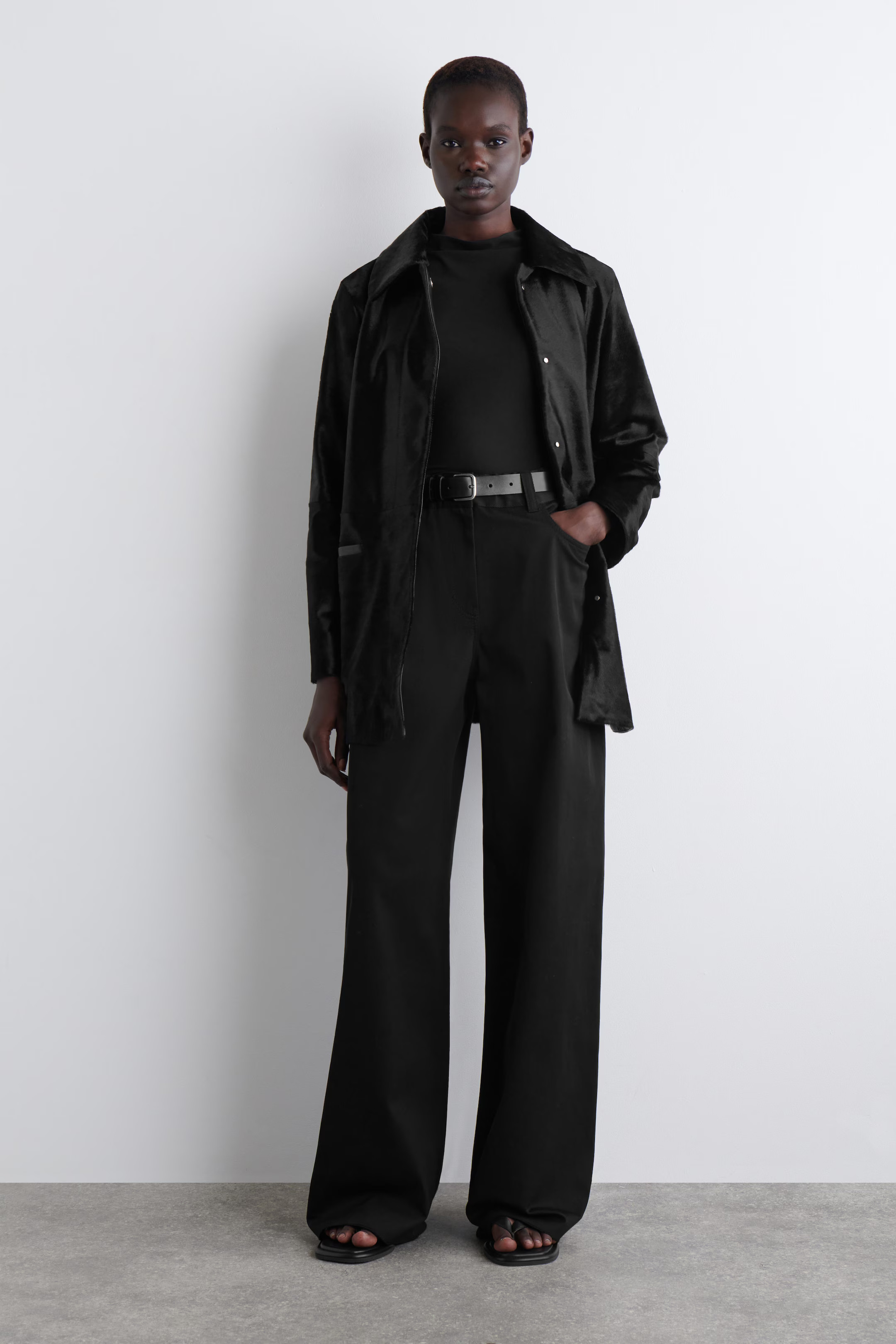 WIDE-LEG COTTON TROUSERS - BLACK | COS | COS UK