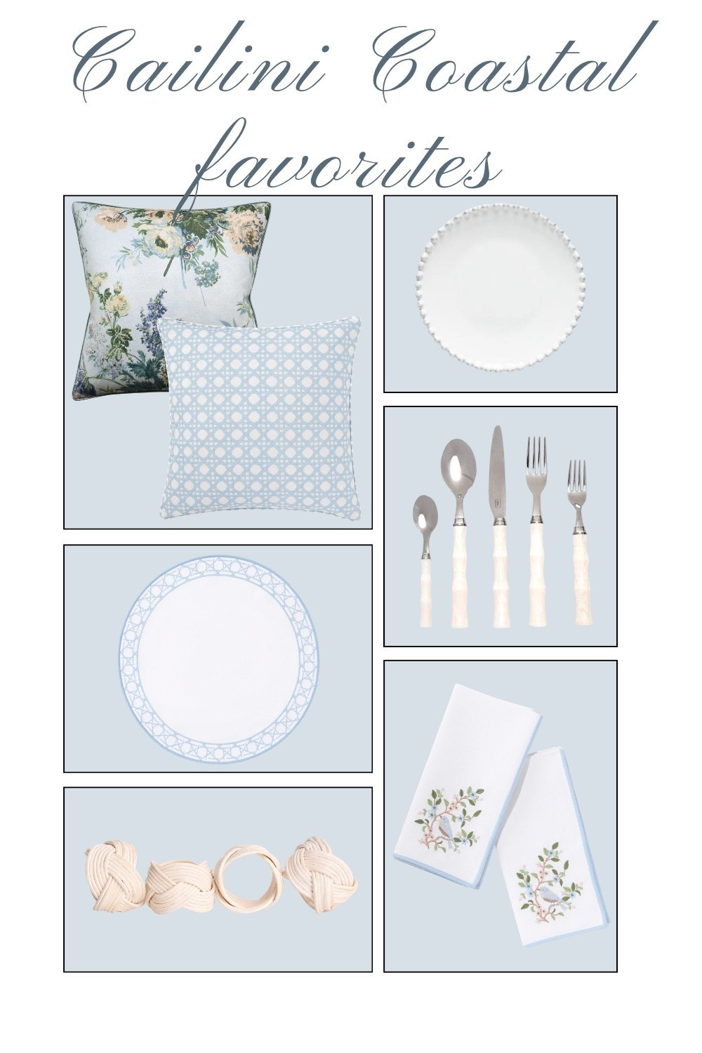 My collection with @cailinicoastal is officially live, and these are the top purchases so far!

Chinoiserie embroidered napkins, embroidered placemats, stunning throw pillows, dishes and accessories with a French coastal flair - created to inspire gathering. I cannot wait to see these pieces in your homes! You can shop these pieces and more from the collection now! Xo

#LTKdayinmylife #LTKSeasonal #LTKHome