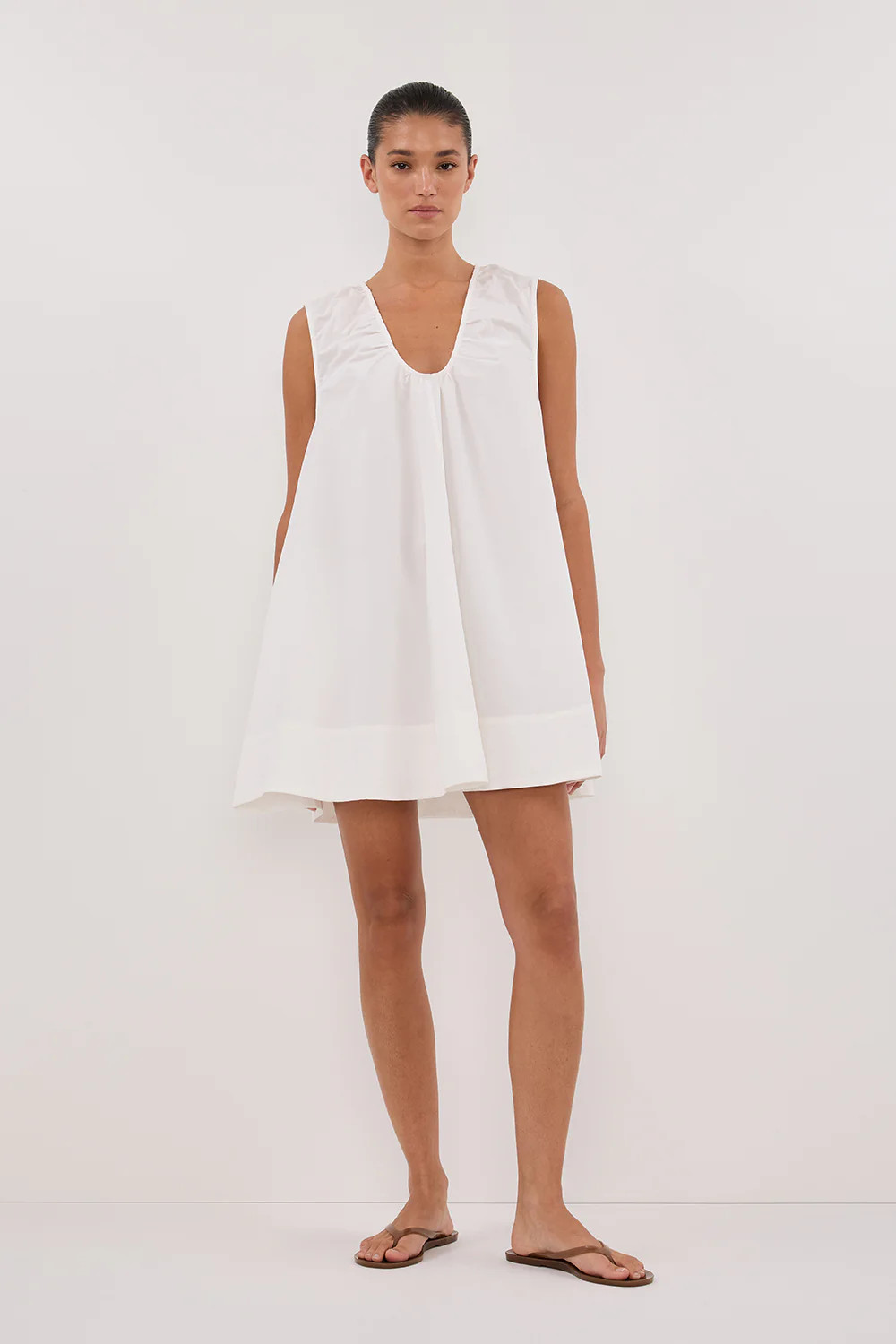GABBY WHITE COTTON MINI DRESS | DISSH