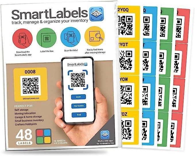QR Code Smart Labels | Color Coded Scannable Stickers for Storage Bins, Moving Containers & Organ... | Amazon (US)