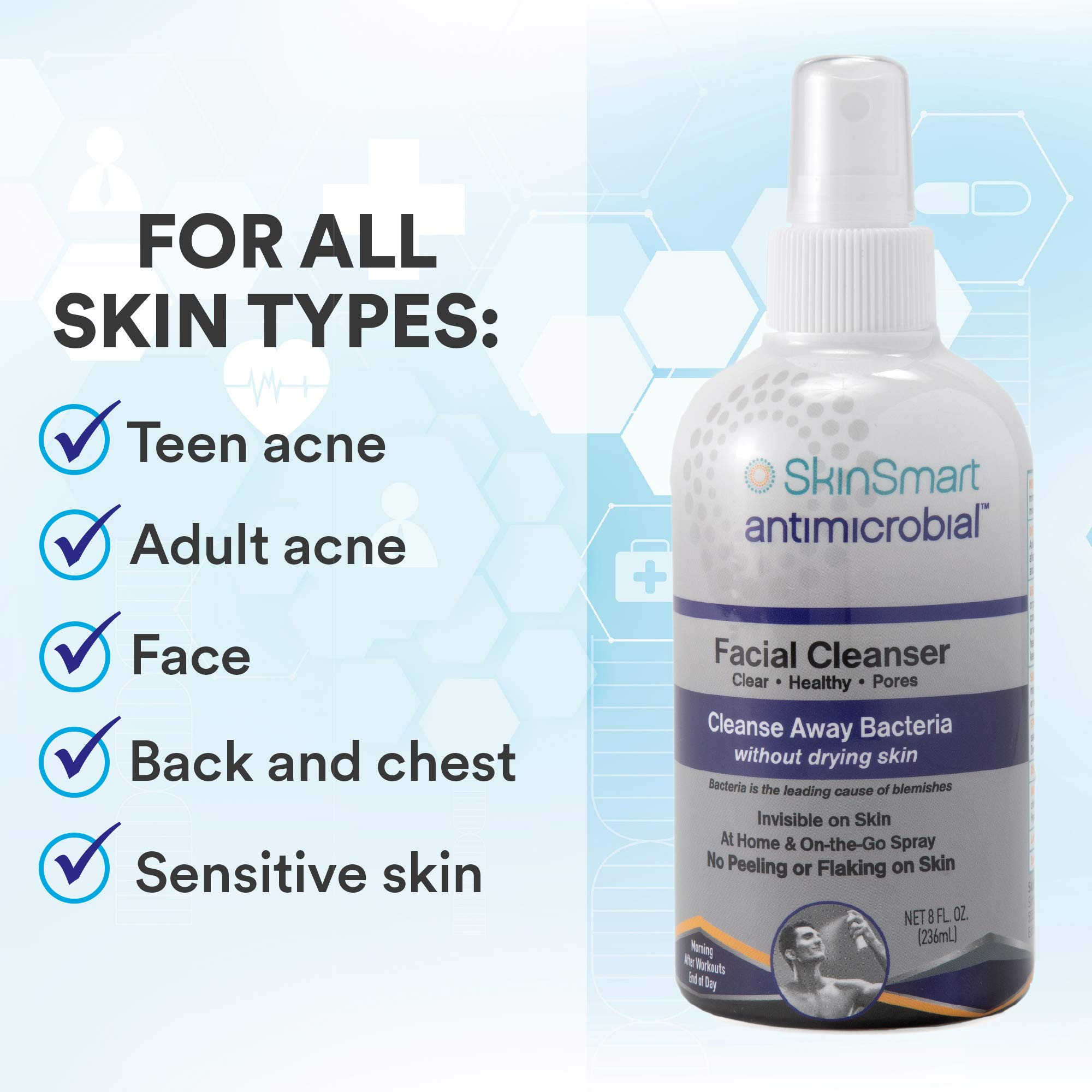 SkinSmart Facial Cleanser for Acne, Targets Bacteria for Active Teenage Athletes Post Workout and... | Amazon (US)