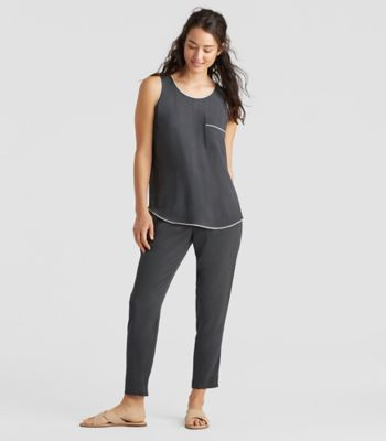Silk Georgette Crepe Piped Tank | Eileen Fisher