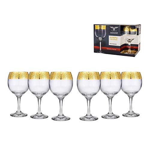 Joesph Sedgh Collection Full Set Of 6 Wine Glasses Perfect For Red and White Wines - Gold Greek Key  | Amazon (US)
