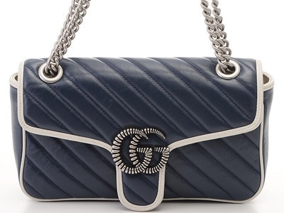 Gucci Gg Marmont Quilted Small Shoulder Bag Navy White Leather 443497 431 214810  | eBay | eBay US