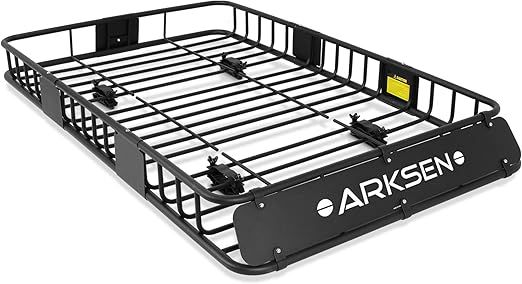 ARKSEN 64" Universal Black Roof Rack Cargo with Extension Car Top Luggage Holder Carrier Basket S... | Amazon (US)