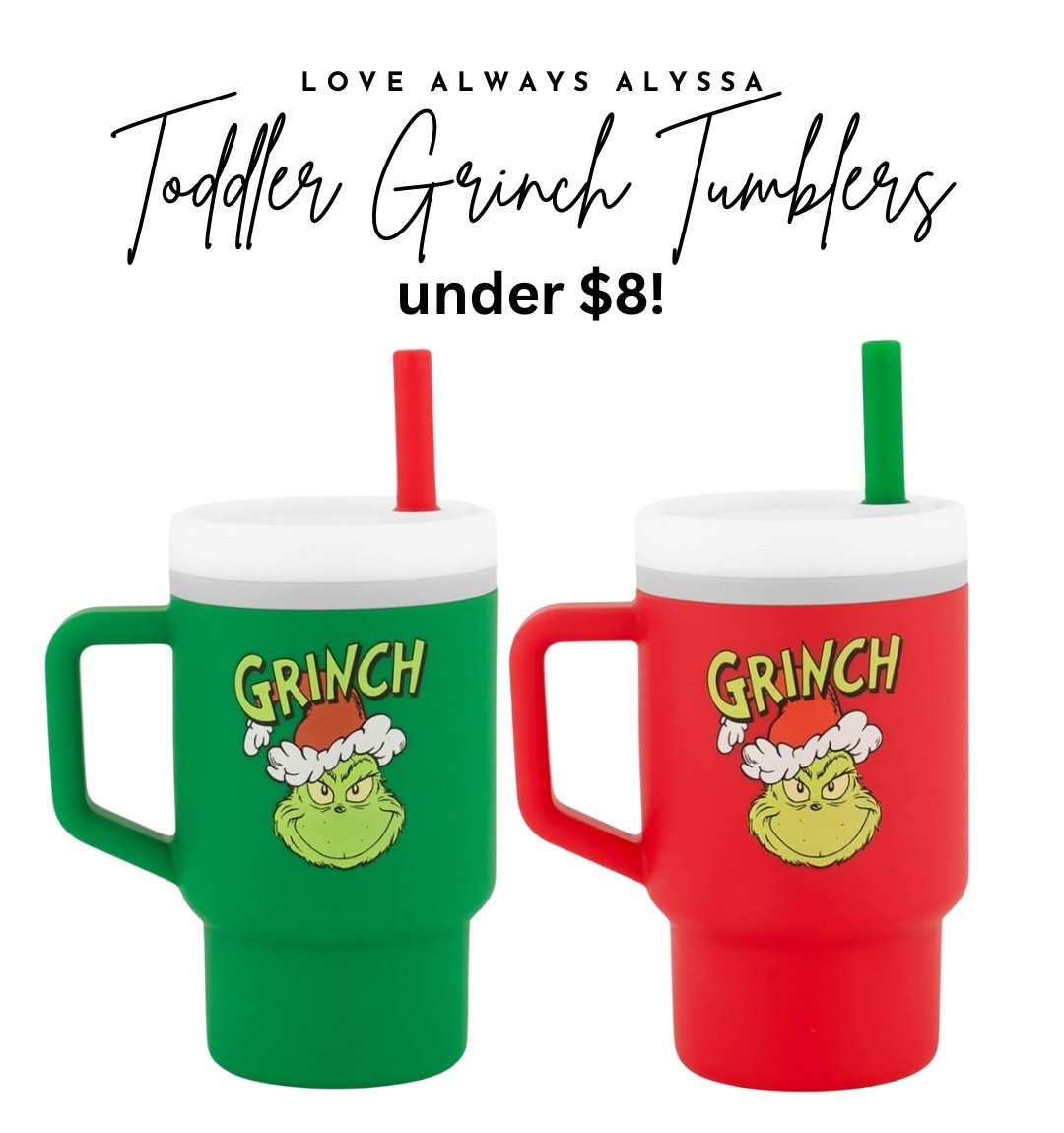 Toddler Grinch Tumbler Cups under $8 as of posting timetree

#LTKSeasonal #LTKBaby #LTKKids