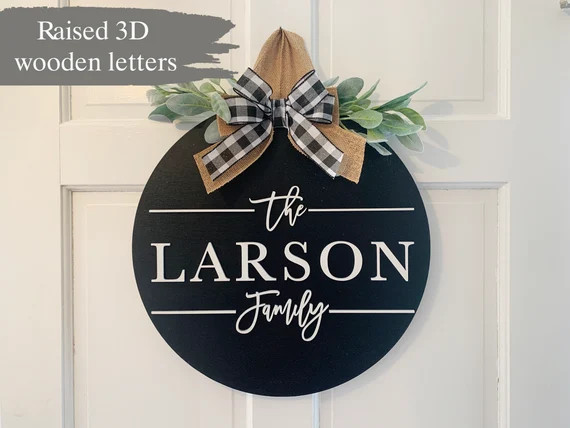 Personalized Last Name Sign | Front Door Wreath | Wooden Door Hanger | Newlywed Gift | Wedding Gi... | Etsy (US)