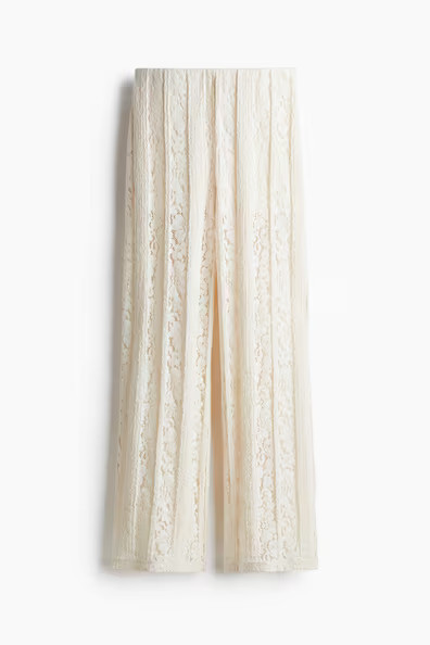 H & M - Lace-detail trousers - White | H&M (UK, MY, IN, SG, PH, TW, HK)