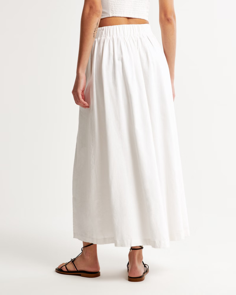 Linen-Blend High-Slit Maxi Skirt | Abercrombie & Fitch (UK)