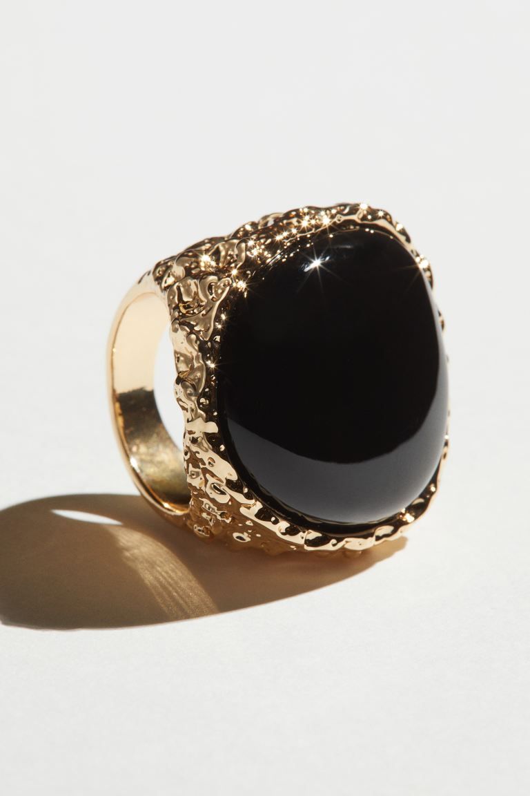 Bead-detail Ring - Gold-colored/black - Ladies | H&M US | H&M (US + CA)