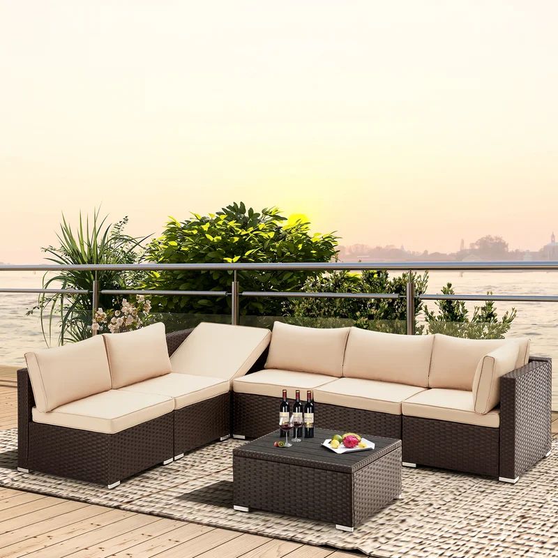 Quadreka 24.8'' Wide Outdoor Wicker Symmetrical Patio Sectional with Cushions | Wayfair North America