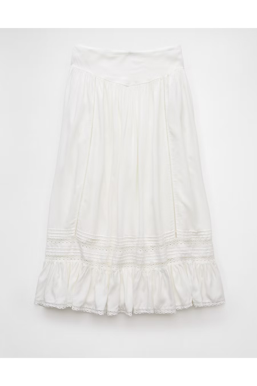 AE High-Waisted Ruffle Maxi Skirt Women's White XL | American Eagle Outfitters (US & CA)