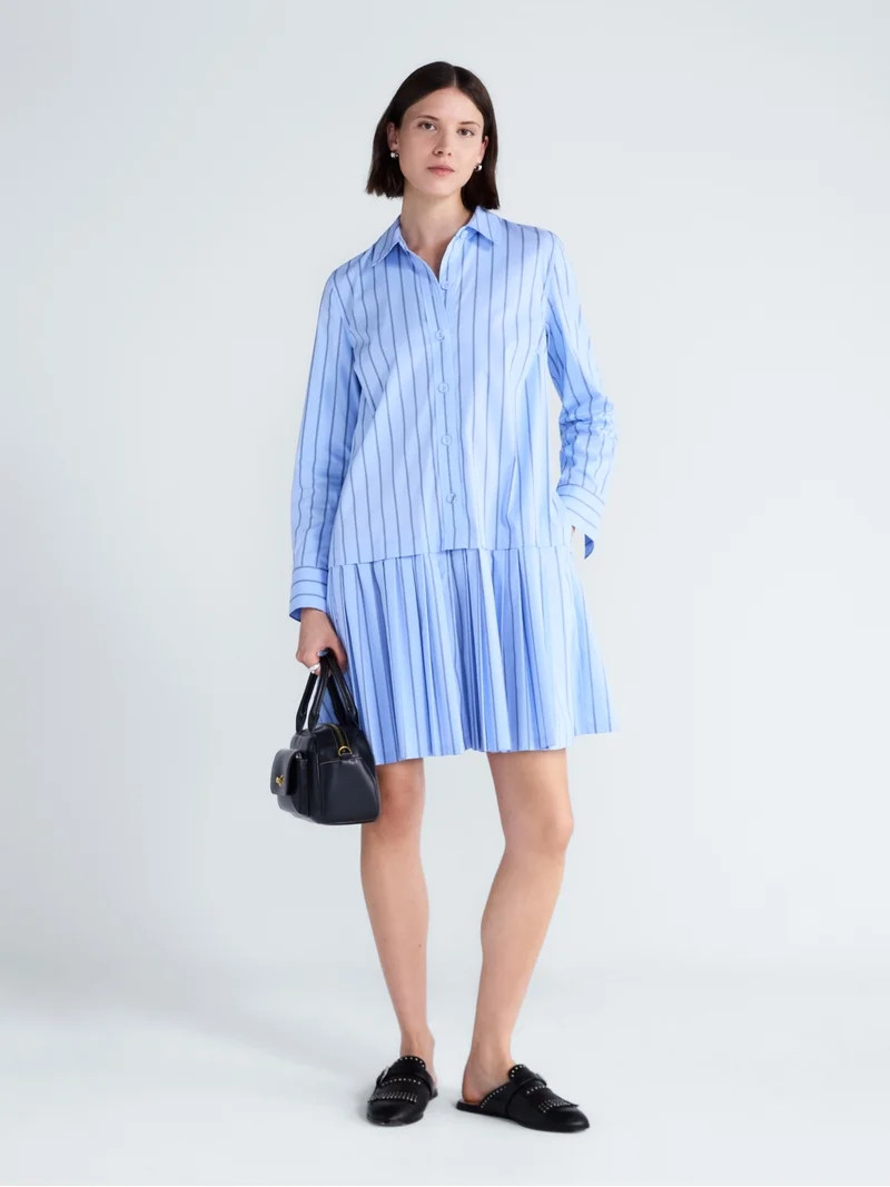 Free Assembly Women's and Women's Plus Striped Drop Waist Shirtdress with Long Sleeves, Sizes XS-4X | Walmart (US)