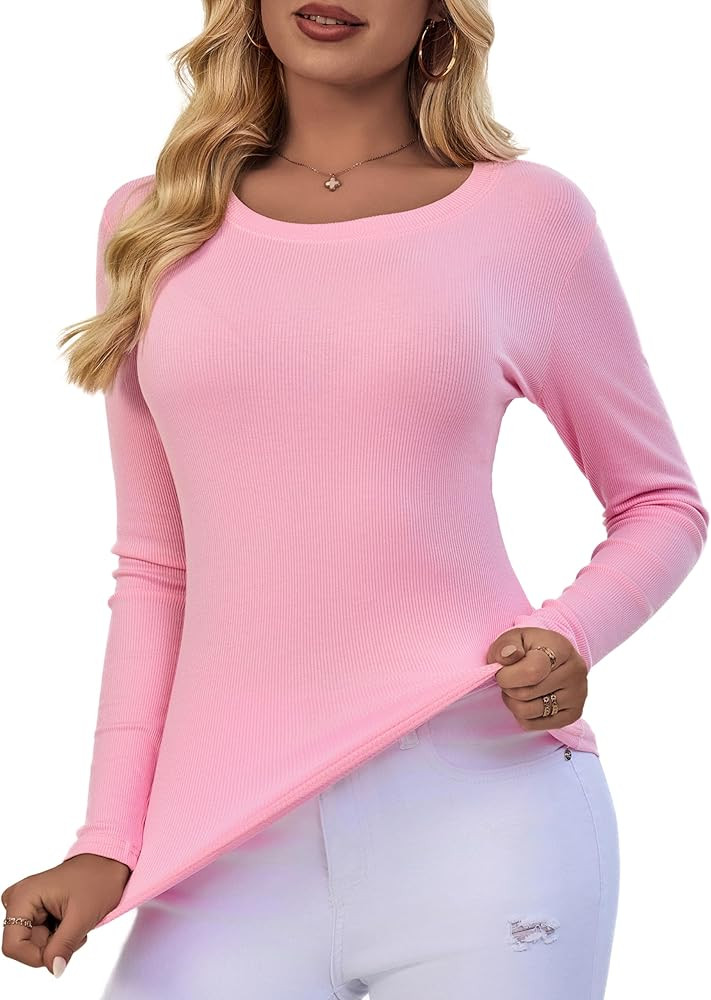 ASAIR Long Sleeve Shirt for Women Ribbed Modal Tops for Women Basic Trendy Stretchy Lightweight | Amazon (CA)