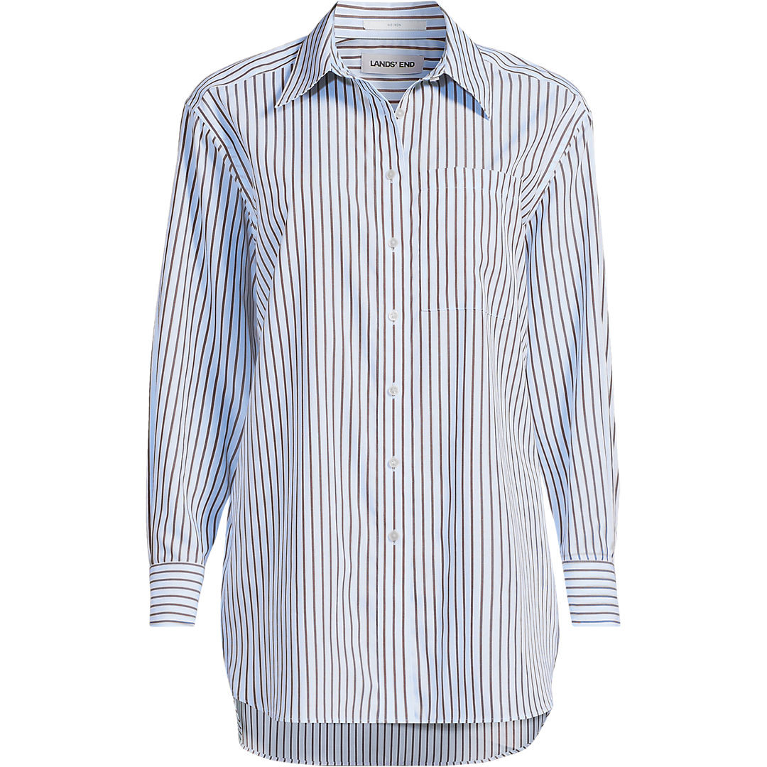 Women's Oversized No Iron Tunic with Statement Collar Shirt | Lands' End (US)