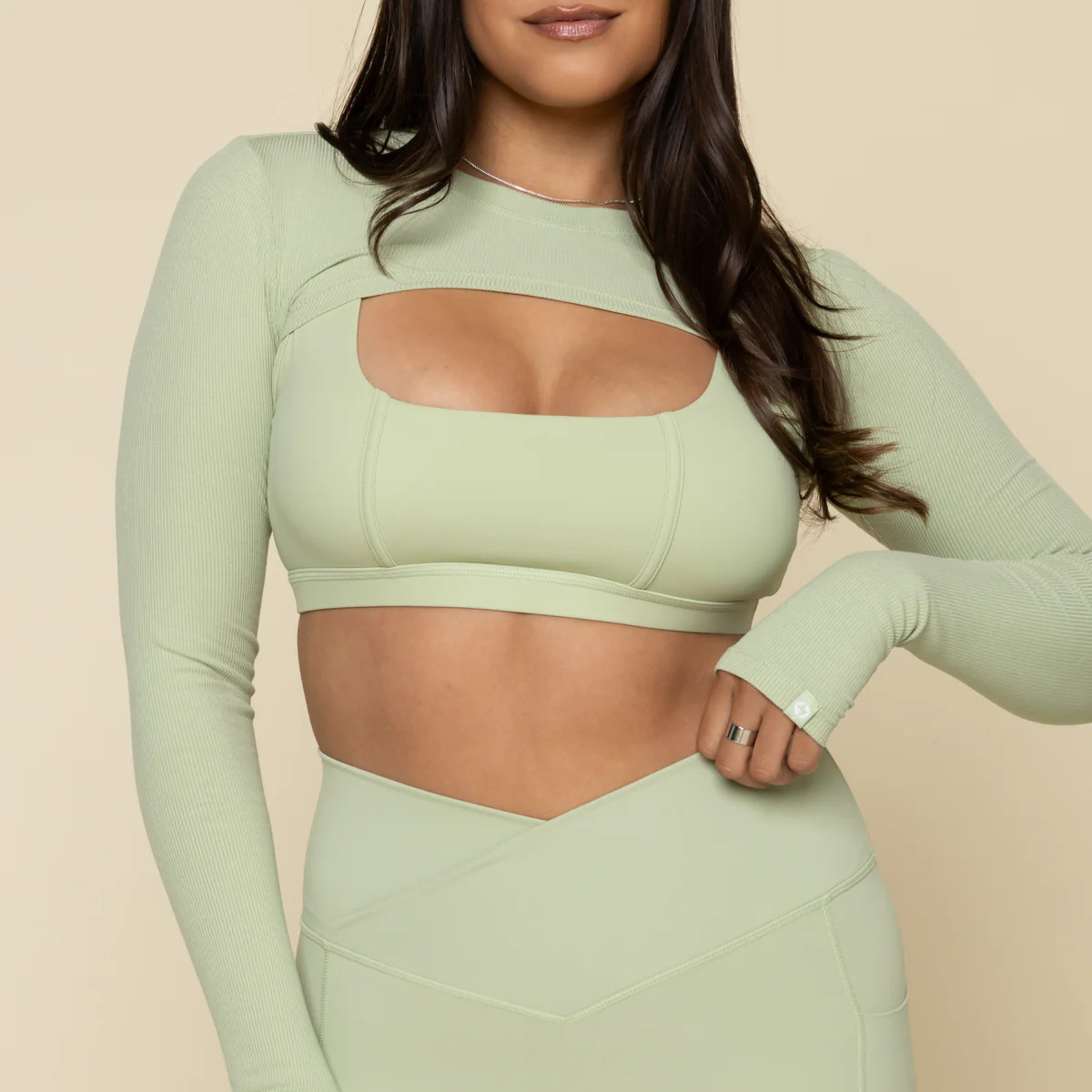 Relevé Ribbed Shrug - Pistachio | POPFLEX