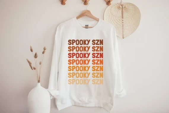 Spooky Szn Sweatshirt Fall Season Crewneck Trendy Halloween Pullover Minimalist Ombre Autumn Swea... | Etsy (US)