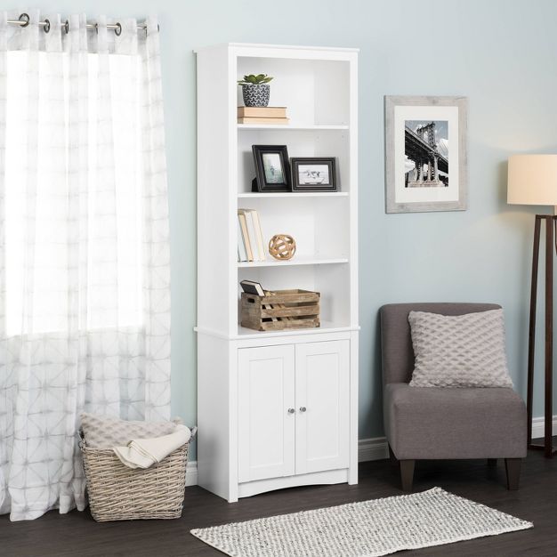 80" 2 Shaker with Tall Bookshelf Doors White - Prepac | Target