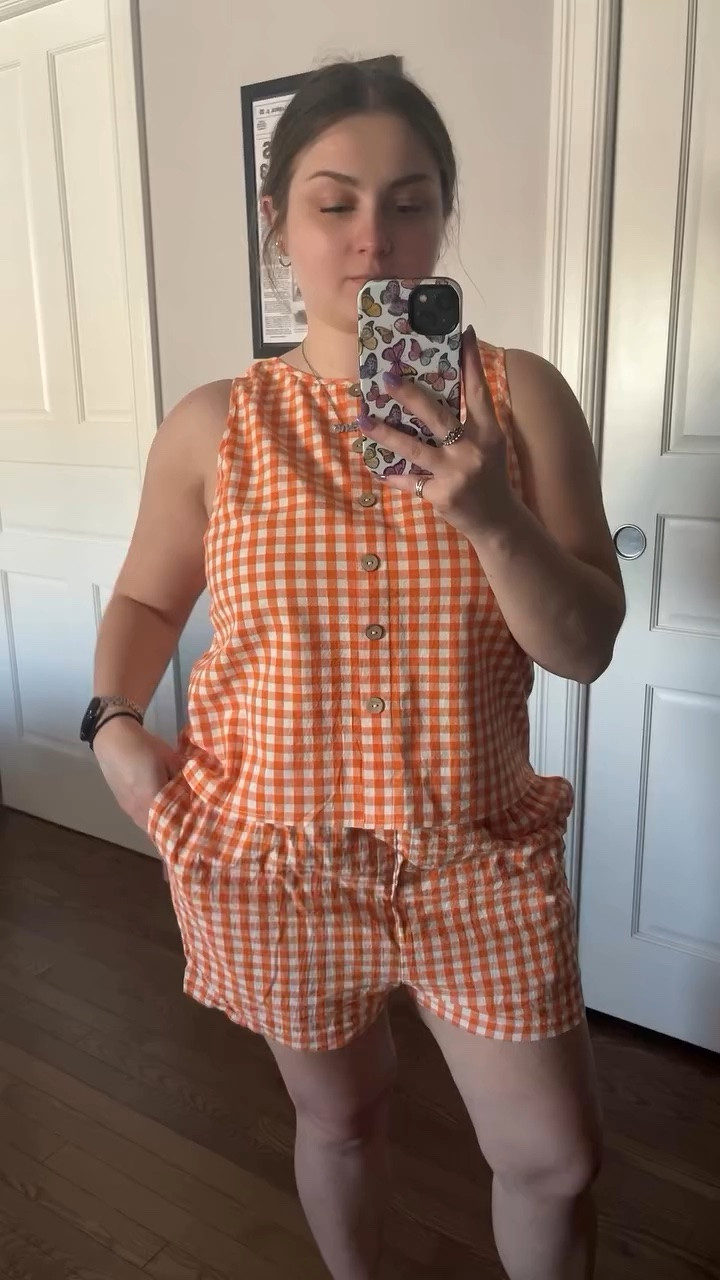 This gingham matching set = my new favorite easy summer outfit ☀️

This sleeveless tank top and elastic waist shorts set is lightweight, comfy, breathable, and SO cute for vacation outfits, beach days, brunch dates, farmers market runs, country concerts, travel days, and casual everyday summer style. 

Plus… it has pockets!!!! 🧡

Whether you wear it as a set or switch up the pieces, you’re going to look cute and stay cool this summer! 😎

Search keywords: orange gingham set, women’s matching set, summer two piece outfit, gingham shorts set, casual vacation outfit, lightweight summer clothes, cute lounge set, beach vacation outfit, comfy summer fashion, resort wear, trendy matching set, sleeveless tank and shorts set

#summeroutfit #ginghamset #matchingset #vacationstyle #tiktokshopfinds