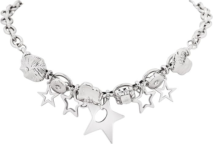 Silver Star Pendant Chunky Choker Necklace, Star Punk Y2K Rave Outfit Jewelry Accessories Necklac... | Amazon (US)