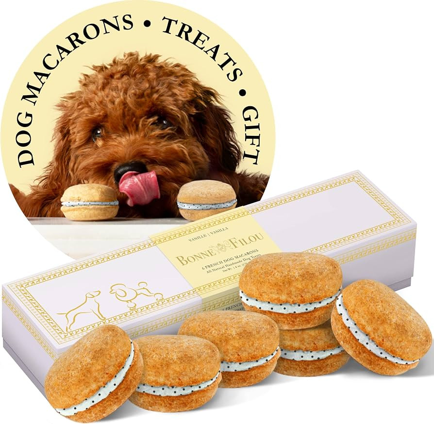 Bonne et Filou Dog Treats Vanilla Dog Macarons Luxury Handmade Dog Gifts Dog Birthday Healthy and... | Amazon (US)