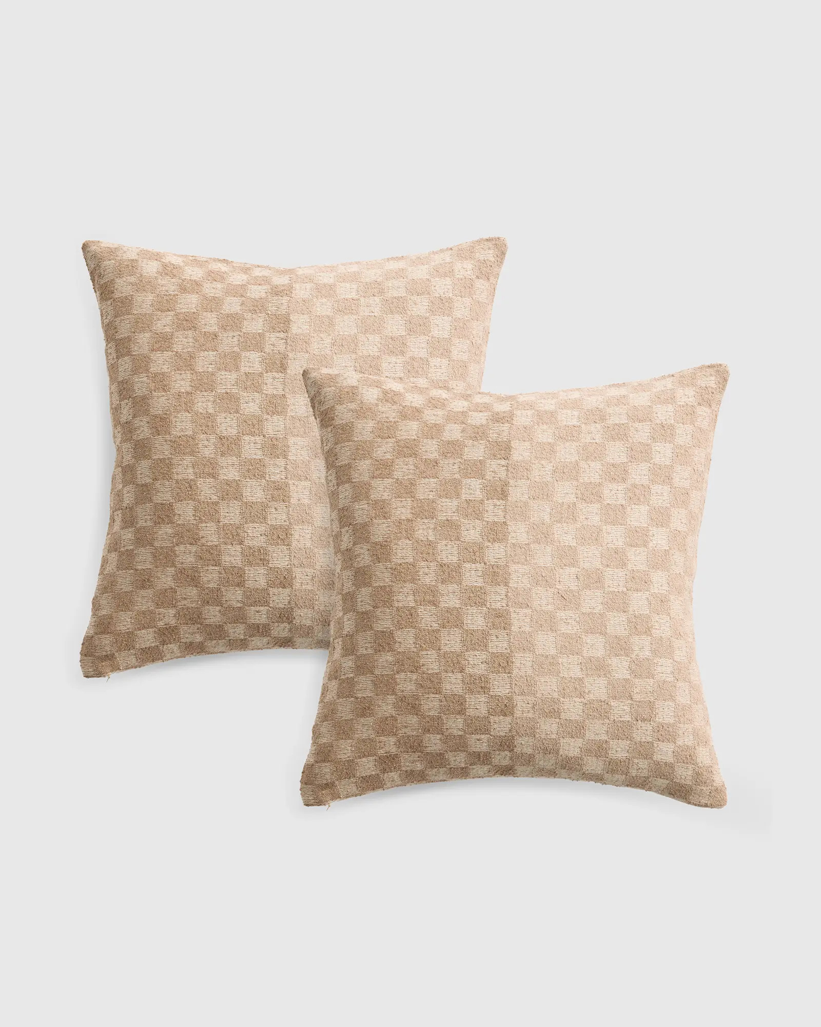 Silk Cashmere Checkered Pillow Cover - Set of 2 in Natural | Quince