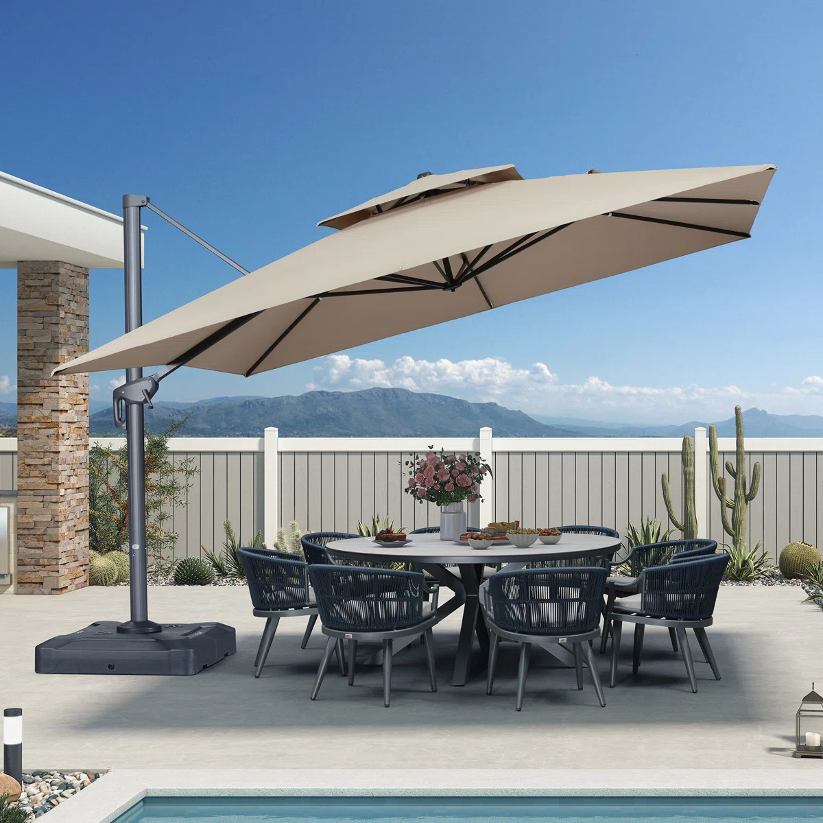 12 Ft Square Cantilever Umbrella Outdoor Patio Umbrella,Sand Dune | Wayfair North America