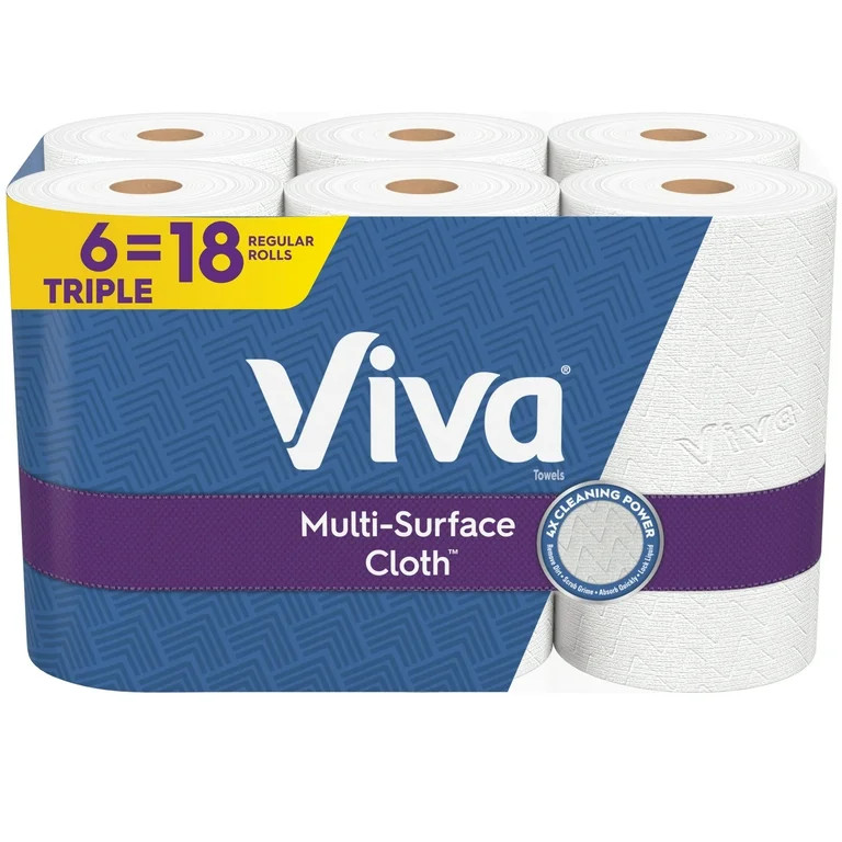 Viva Multi-Surface Cloth Paper Towels, 6 Triple Rolls (165 Sheets per Roll) | Walmart (US)