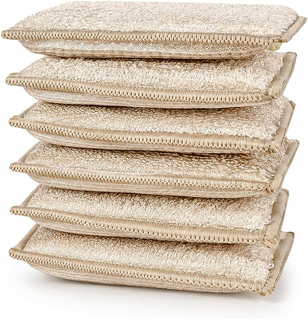 KMAKII Bamboo Fiber Kitchen Sponges, 6 Pack | Amazon (US)