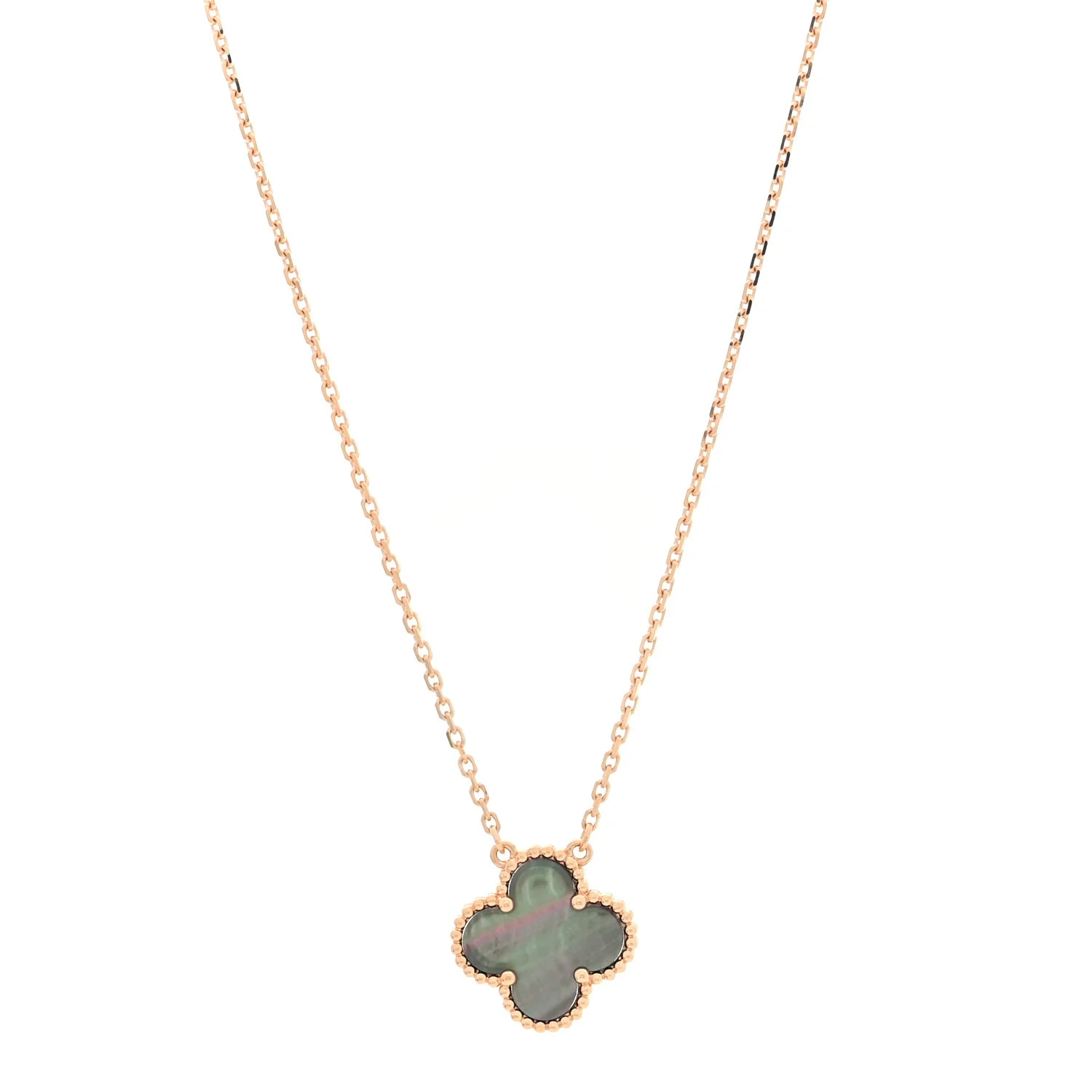 Van Cleef &amp; Arpels 18K Rose Gold Gray Mother of Pearl Vintage Alhambra Pendant Necklace 18665... | FASHIONPHILE (US)