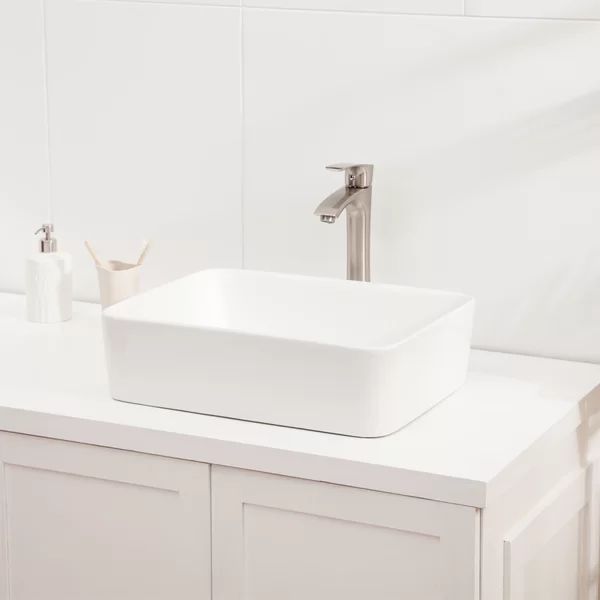 Ceramic Rectangular Vessel Bathroom Sink with Faucet | Wayfair North America