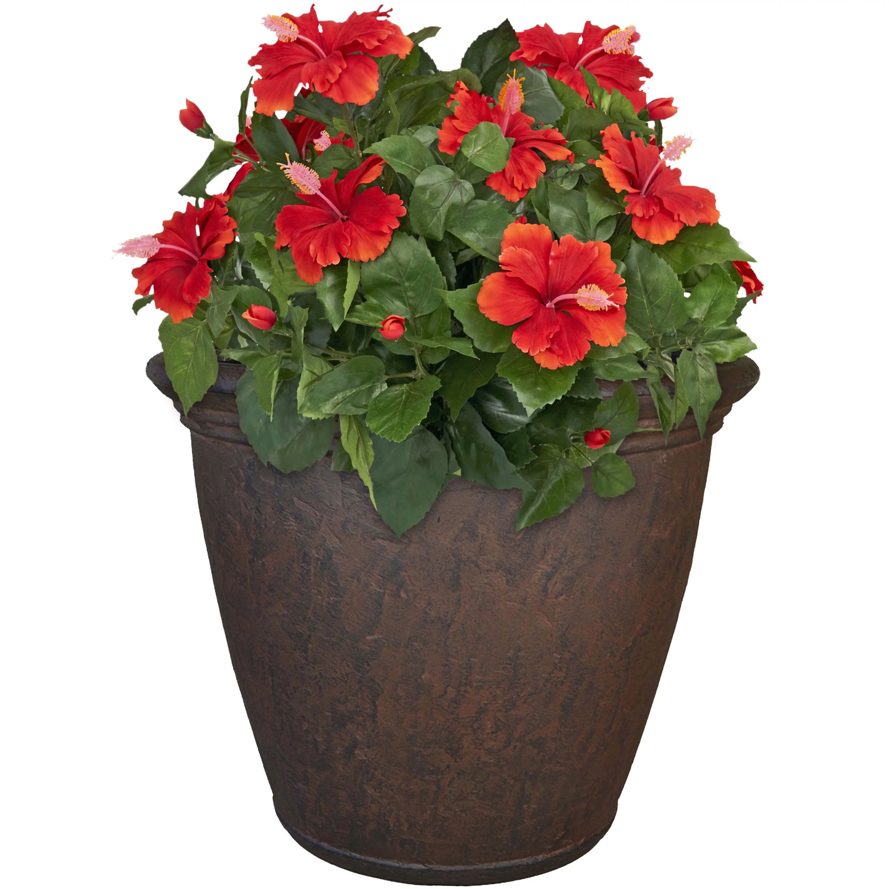 Sunnydaze Anjelica Polyresin Outdoor Flower Pot Planter - Rust - Single | Walmart (US)