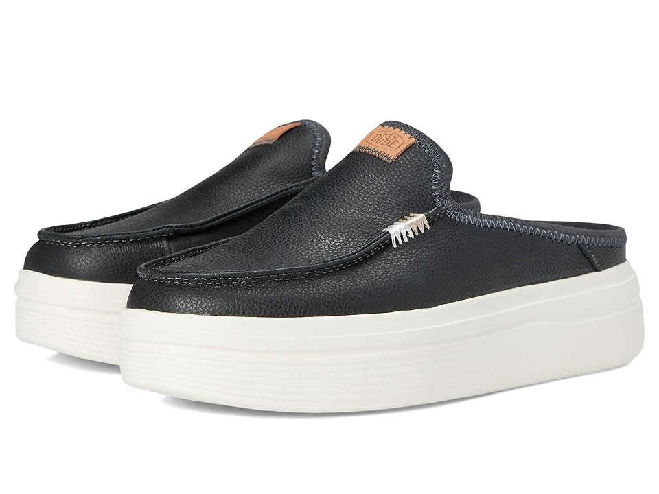 Hey Dude Austin Lift Leather Women's Shoes Black : 6 M | Zappos