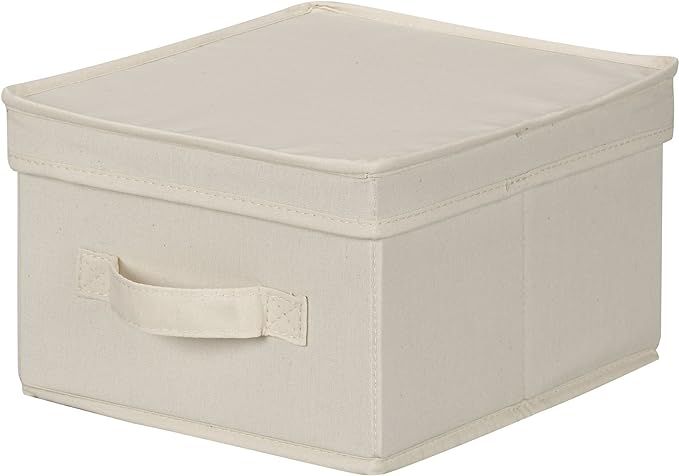 Household Essentials 111 Storage Box with Lid and Handle - Natural Beige Canvas - Medium,Natural ... | Amazon (US)