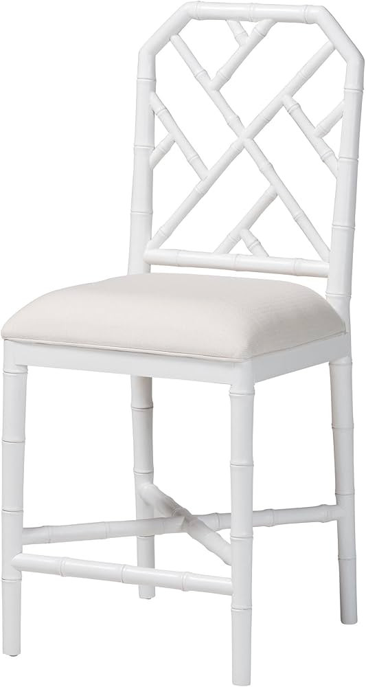 Bali & pari Sergio Wood Counter Stool in Chippendale Style, White | Amazon (US)