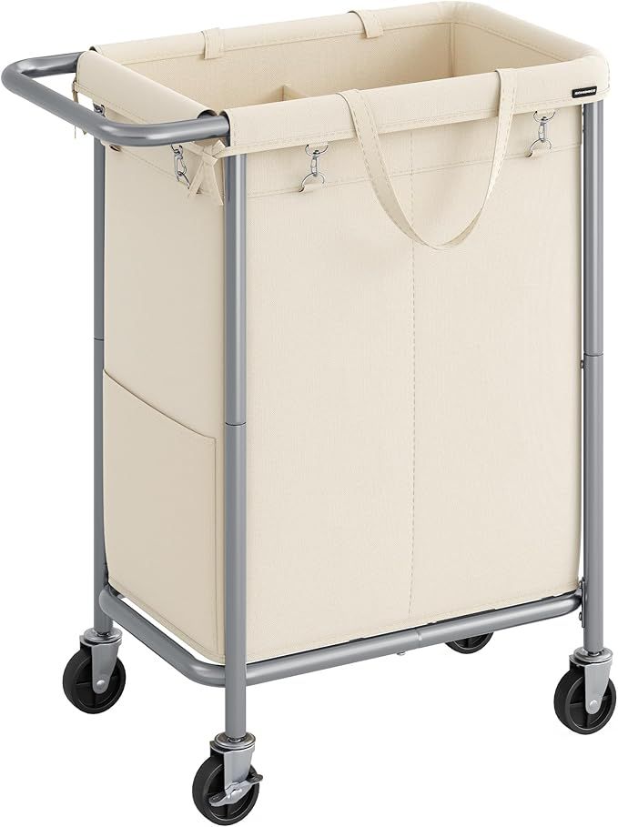 SONGMICS Laundry Basket with Wheels, 2-Section Rolling Laundry Hamper, 37 Gallons (140L), Removab... | Amazon (US)