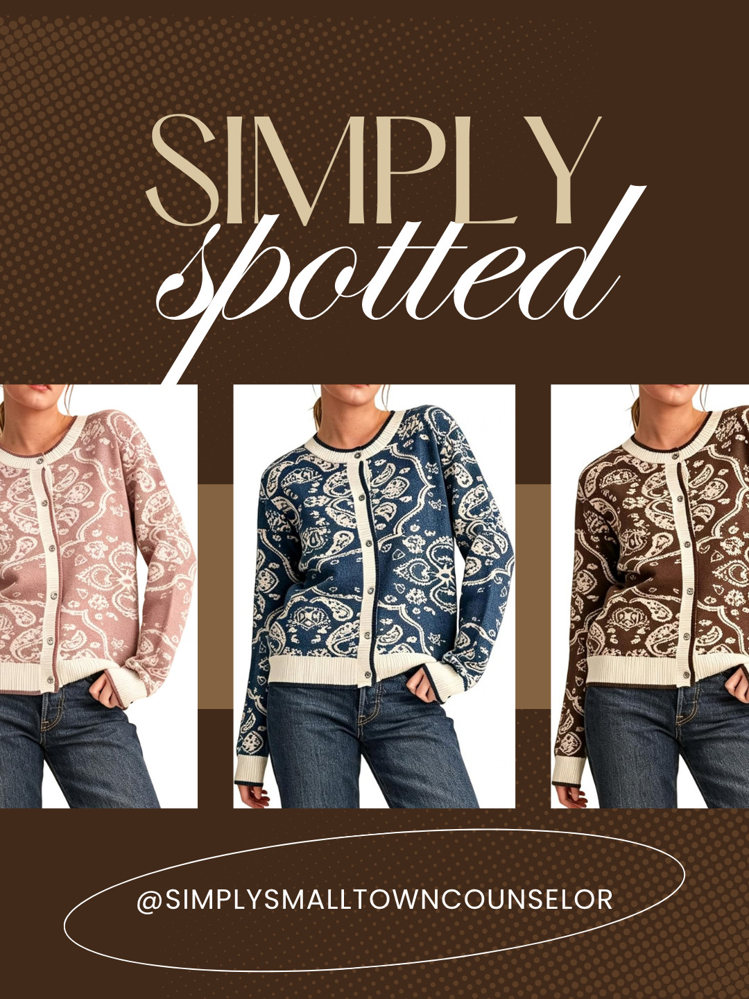 Simply Spotted 👀✨ Something currently catching my eye! This bandana-print cardigan is such a fun statement piece for fall, and the trending print makes it even cuter! 🤎 

 #LTKWorkwear