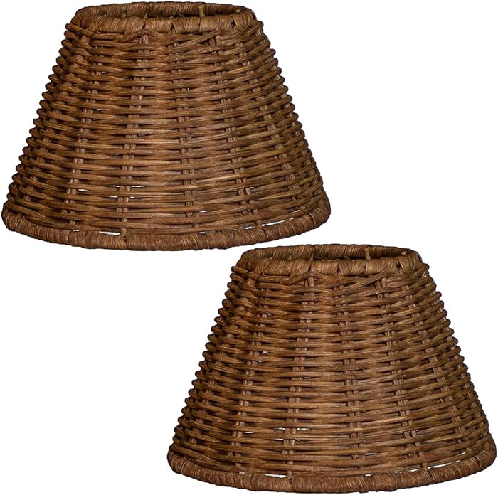 mini lampshades set of 2, Natural Rattan, 3" Top x 6" Bottom x 5-1/4" Slant Height,boho Lamp shad... | Amazon (CA)