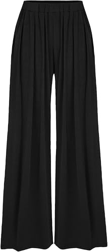 CIDER Palazzo Pants for Women Wide Leg Flowy Pants with Pockets Elastic Mid Waist Summer Beach Va... | Amazon (US)