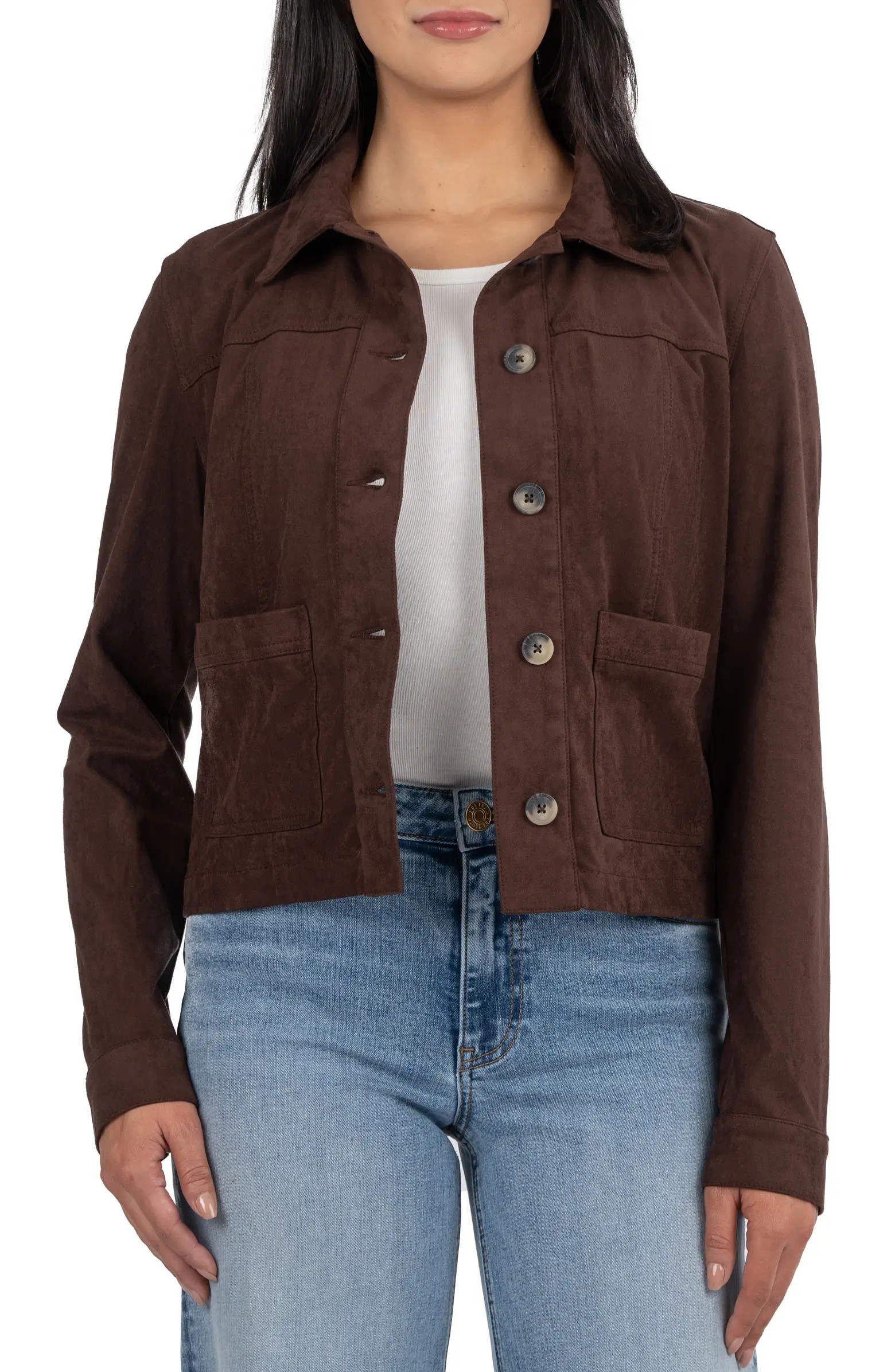 Maddie Faux Suede Trucker Jacket | Nordstrom