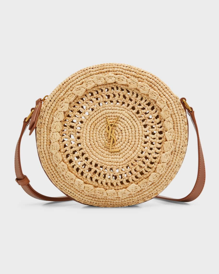 Saint Laurent YSL Round Raffia Crossbody Bag | Neiman Marcus