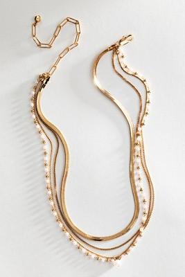 Ettika All the Chains Pearl Layered Necklace | Anthropologie (US)