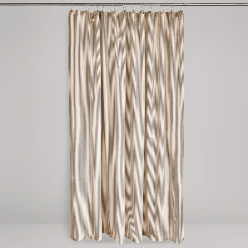 Ticking Stripe Shower Curtain Black, Brown, Grey, Navy Blue, Red  72x92 custom sizes available | Etsy (US)